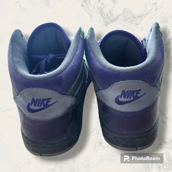 💎Custom Painted Nike Dunk High Top Sneakers Green Purple Size 9.5 EUC - Picture 4 of 7